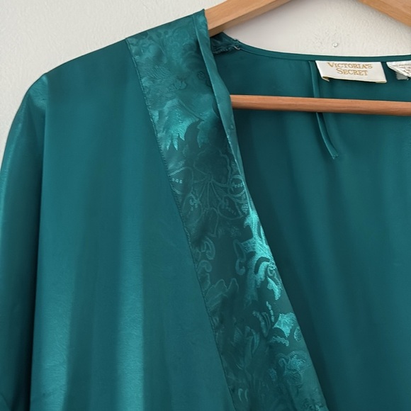 Vintage Victoria's Secret Emerald Green Robe Tie Waist One Size - Picture 4 of 15